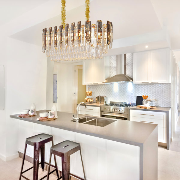 Mercer41 Glauco 6 Light Crystal Kitchen Island Tiered Chandelier